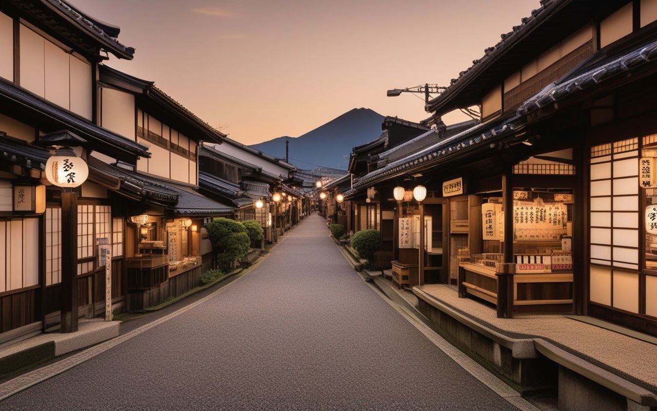 Atsugi Showa-era shopping arcade at dusk
