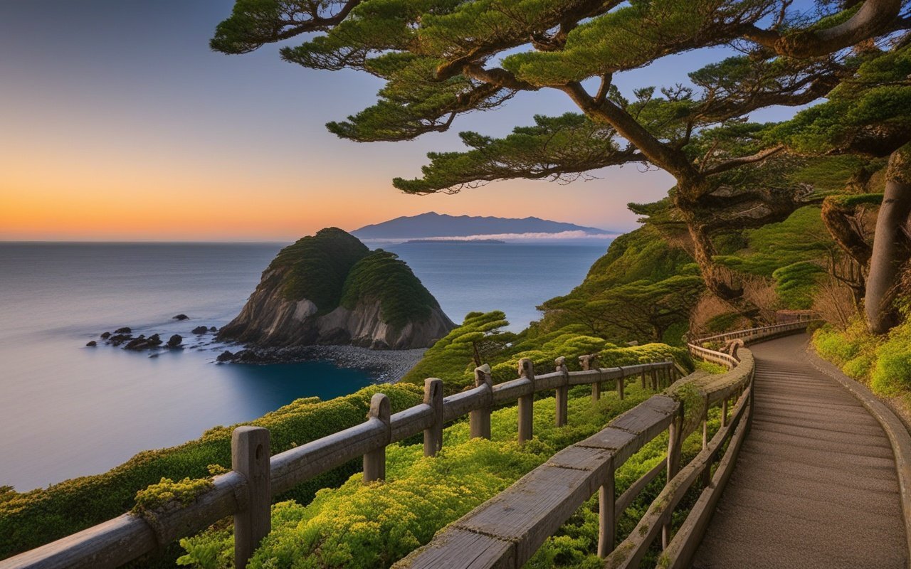 Dramatic coastal scenery and geological formations at Jogashima Island